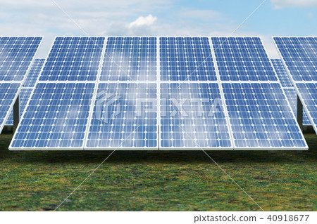 3D rendering solar power generation technology. Alternative energy. Solar battery panel modules with 3D rendering solar power generation technology. Alternative energy. Solar battery panel modules with 40918677