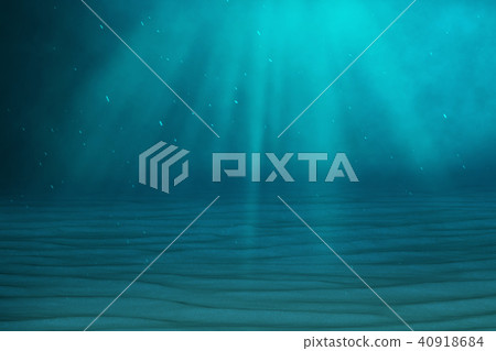 Underwater blue background in sea, ocean, with volume light. 3d rendering Underwater blue background in sea, ocean, with volume light. 3d rendering 40918684