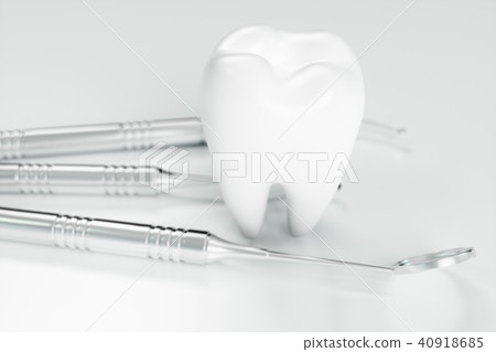3d rendering tooth with dentist pick. Dental, medicine and health concept. Oral dental hygiene, Oral 40918685