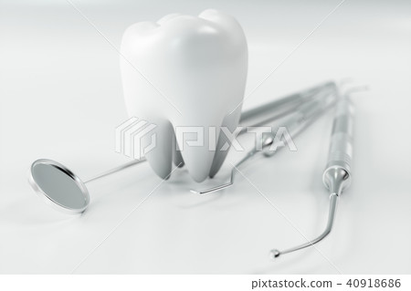 3d rendering tooth with dentist pick. Dental, medicine and health concept. Oral dental hygiene, Oral 3d rendering tooth with dentist pick. Dental, medicine and health concept. Oral dental hygiene, Oral 40918686