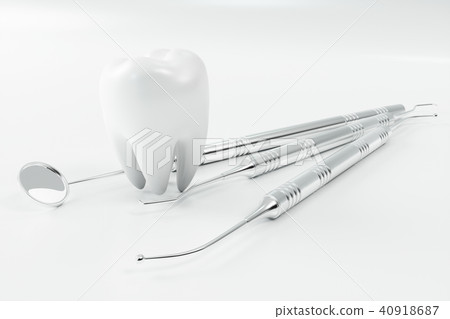 3d rendering tooth with dentist pick. Dental, medicine and health concept. Oral dental hygiene, Oral 3d rendering tooth with dentist pick. Dental, medicine and health concept. Oral dental hygiene, Oral 40918687
