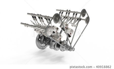 3d rendering of an internal combustion engine. Engine parts, crankshaft, pistons, fuel supply system 3d rendering of an internal combustion engine. Engine parts, crankshaft, pistons, fuel supply system 40918862
