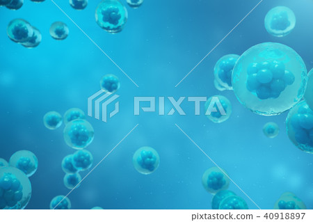 3D Rendering human or animal cells on blue background. Concept Early stage embryo Medicine 3D Rendering human or animal cells on blue background. Concept Early stage embryo Medicine 40918897