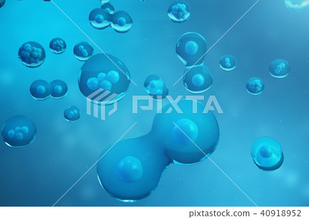3D Rendering human or animal cells on blue background. Concept Early stage embryo Medicine 3D Rendering human or animal cells on blue background. Concept Early stage embryo Medicine 40918952