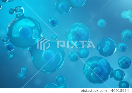 3D Rendering human or animal cells on blue background. Concept Early stage embryo Medicine 40918954