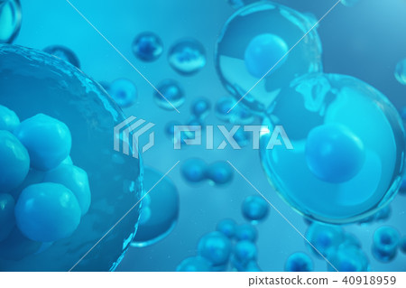 3D Rendering human or animal cells on blue background. Concept Early stage embryo Medicine 3D Rendering human or animal cells on blue background. Concept Early stage embryo Medicine 40918959