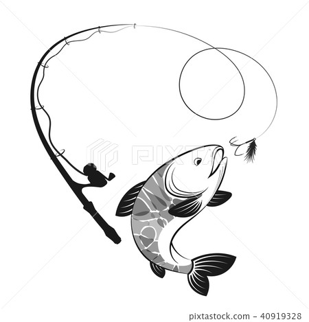Fish and fishing rod silhouettes 40919328