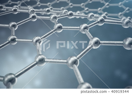 3D rendering abstract nanotechnology hexagonal geometric form close-up. Graphene atomic structure 40919344