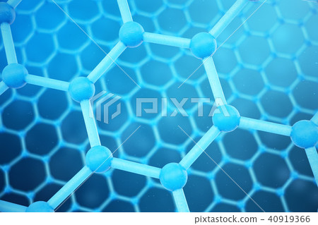 3D rendering abstract nanotechnology hexagonal geometric form close-up. Graphene atomic structure 40919366