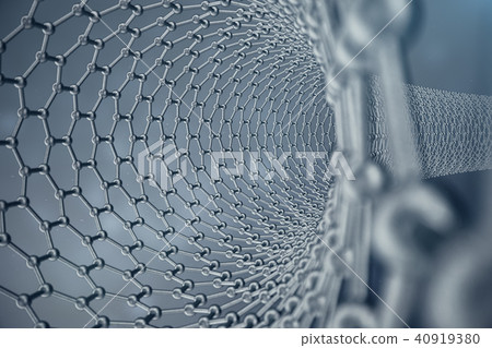 3d rendering structure of the graphene tube, abstract nanotechnology hexagonal geometric form close 3d rendering structure of the graphene tube, abstract nanotechnology hexagonal geometric form close 40919380