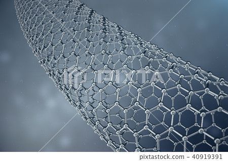 3D rendering structure of the graphene tube, abstract nanotechnology hexagonal geometric form close 3D rendering structure of the graphene tube, abstract nanotechnology hexagonal geometric form close 40919391