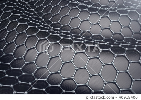 3D rendering abstract nanotechnology hexagonal geometric form close-up. Graphene atomic structure 3D rendering abstract nanotechnology hexagonal geometric form close-up. Graphene atomic structure 40919406