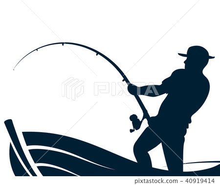 Fisherman with a fishing rod in the boat 40919414