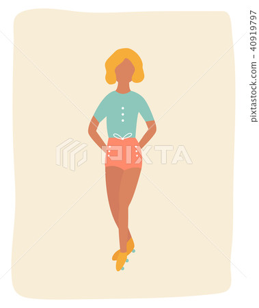 Poster with pretty roller girl Poster with pretty roller girl 40919797