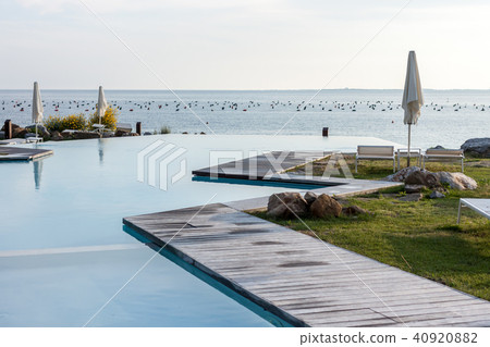 beach club pool over the sea 40920882