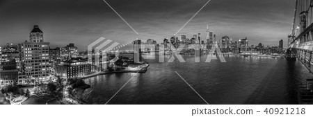 Brooklyn Bridge and Lower Manhattan skyline at night, New York city, USA. Brooklyn Bridge and Lower Manhattan skyline at night, New York city, USA. 40921218