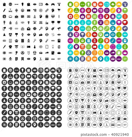 100 Creative Marketing Icons Set Vector Variant - Stock Illustration ...