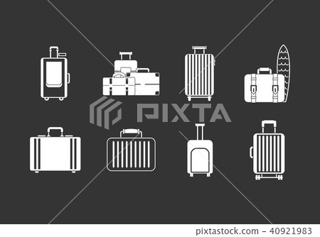 Travel bag icon set grey vector 40921983