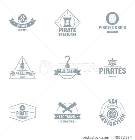 Pirate logo set, simple style 40922154