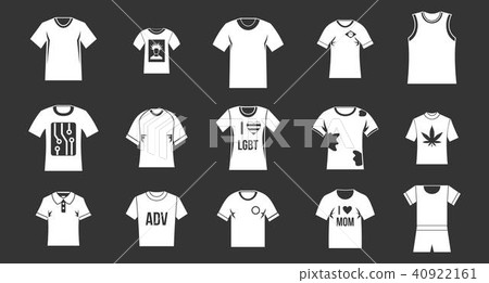 Tshirt icon set grey vector 40922161