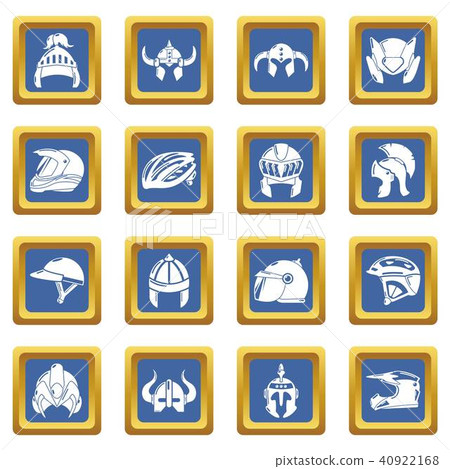 Helmet icons set blue square vector Helmet icons set blue square vector 40922168