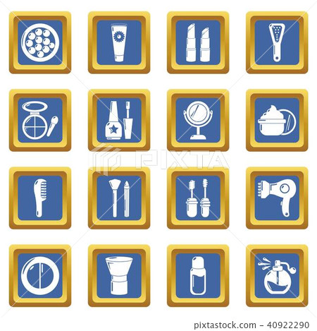 Cosmetics icons set blue square vector 40922290