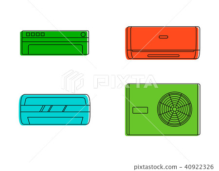 Conditioner icon set, color outline style 40922326
