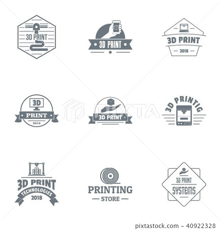 Print logo set, simple style Print logo set, simple style 40922328