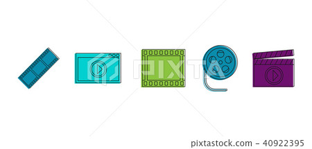 Video file icon set, color outline style 40922395
