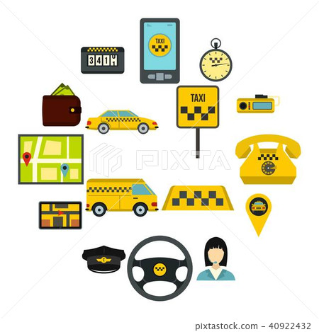 Taxi icons set, flat style 40922432
