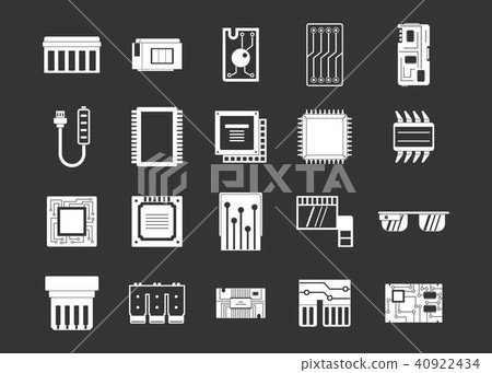 Chip icon set grey vector Chip icon set grey vector 40922434