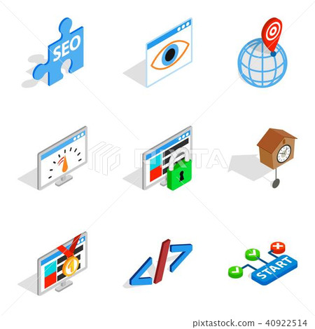 Server installation icons set, isometric style 40922514