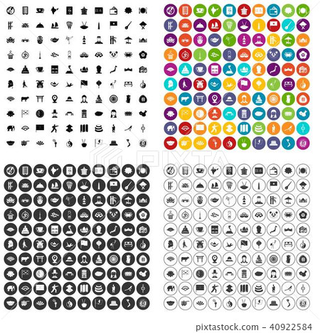 100 dish icons set vector variant 40922584