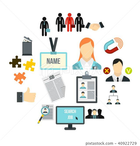 Human resource management icons set, flat style Human resource management icons set, flat style 40922729