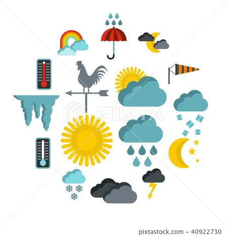 Weather icons set, flat style Weather icons set, flat style 40922730