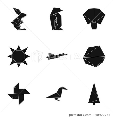 Origami figurine icons set, simple style Origami figurine icons set, simple style 40922757