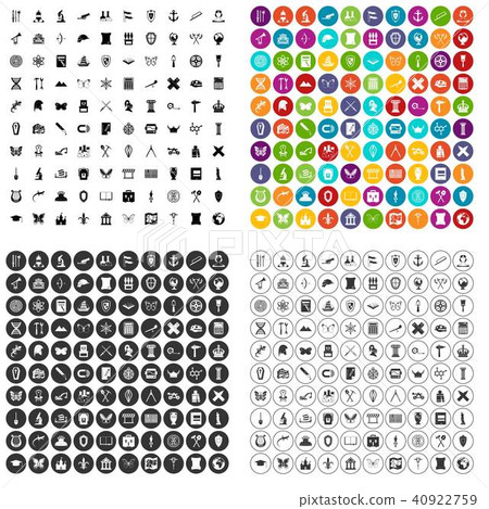 100 archeology icons set vector variant 40922759