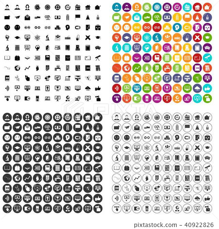 100 e-learning icons set vector variant 40922826