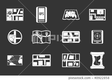 Gps map icon set grey vector Gps map icon set grey vector 40922858