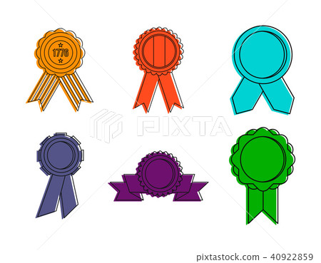 Gold emblem icon set, color outline style Gold emblem icon set, color outline style 40922859