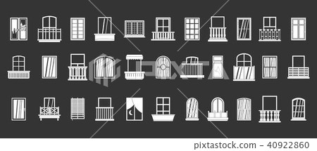 Window icon set grey vector 40922860