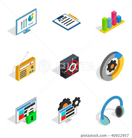 Notebook computer icons set, isometric style 40922957