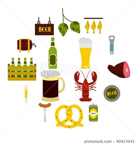 Beer icons set, flat style Beer icons set, flat style 40923042