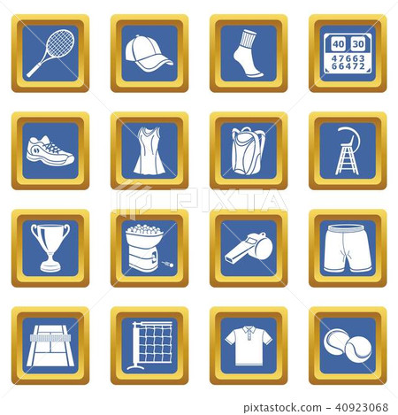 Tennis icons set blue square vector Tennis icons set blue square vector 40923068