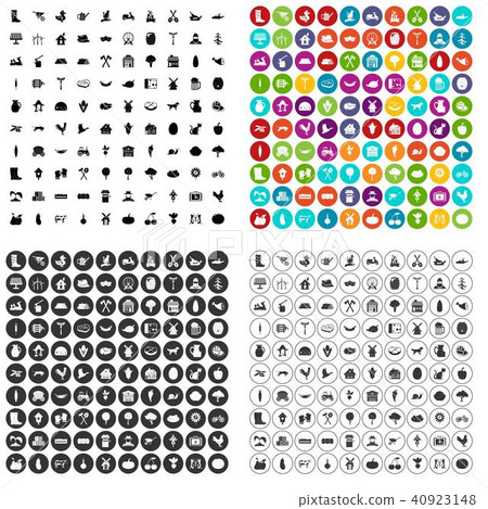 100 farm icons set vector variant 40923148