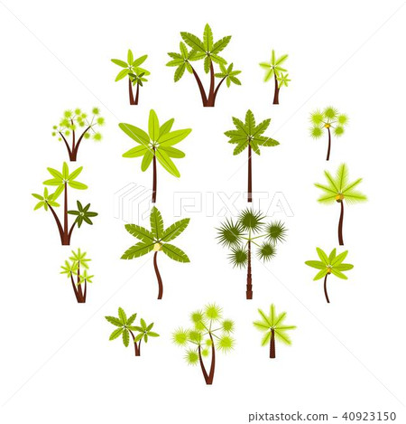 Tree icons set, flat style 40923150