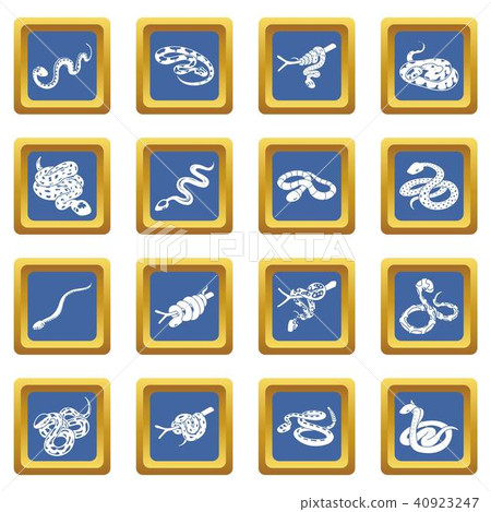 Snake icons set blue square vector Snake icons set blue square vector 40923247