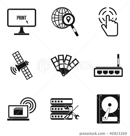 Interactive resources icons set, simple style Interactive resources icons set, simple style 40923269