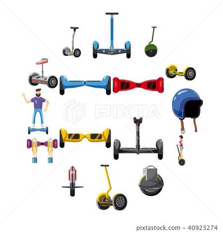 Scooter balance icons set, cartoon style Scooter balance icons set, cartoon style 40923274