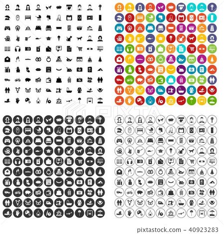100 family icons set vector variant 40923283